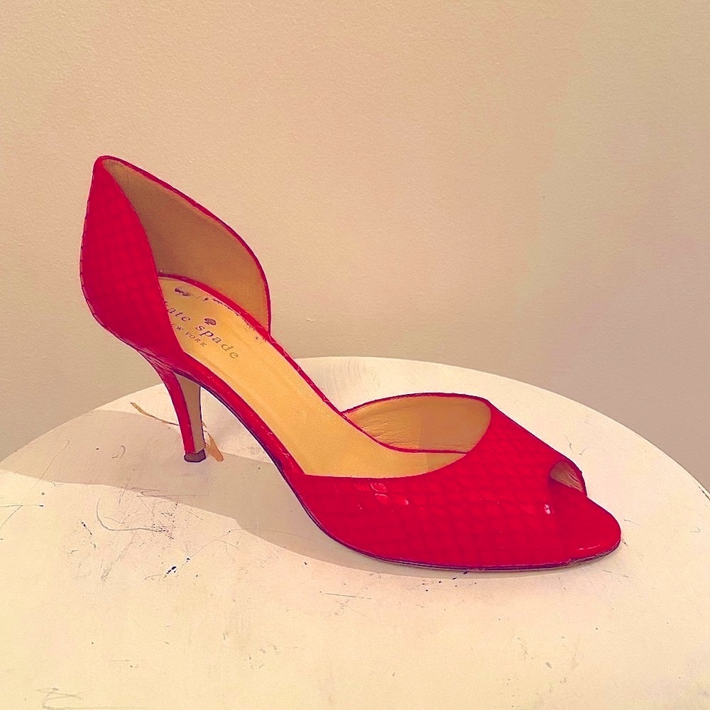 Kate Spade Chili Red Peep Toe D'Orsay Heeled Pump